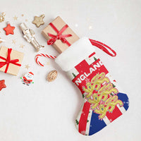 England Christmas Stocking with Red White Blue Santa Bus Tree and Three Lions Design - Wonder Print Shop