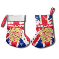England Christmas Stocking with Red White Blue Santa Bus Tree and Three Lions Design - Wonder Print Shop