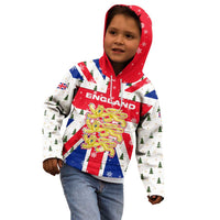England Christmas Kid Hoodie with Red White Blue Santa Bus Tree and Three Lions Design - Wonder Print Shop
