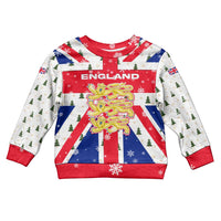England Christmas Kid Ugly Christmas Sweater with Red White Blue Santa Bus Tree and Three Lions Design - Wonder Print Shop
