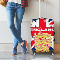 England Christmas Luggage Cover with Red White Blue Santa Bus Tree and Three Lions Design - Wonder Print Shop