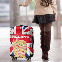 England Christmas Luggage Cover with Red White Blue Santa Bus Tree and Three Lions Design - Wonder Print Shop
