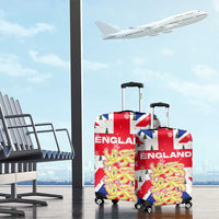 England Christmas Luggage Cover with Red White Blue Santa Bus Tree and Three Lions Design - Wonder Print Shop