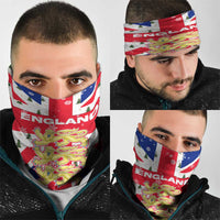 England Christmas Neck Gaiter with Red White Blue Santa Bus Tree and Three Lions Design - Wonder Print Shop
