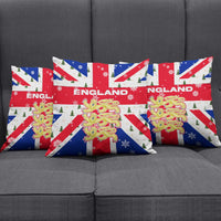 England Christmas Pillow Cover with Red White Blue Santa Bus Tree and Three Lions Design - Wonder Print Shop