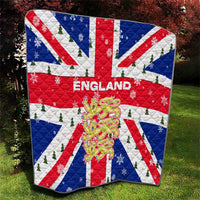 England Christmas Quilt with Red White Blue Santa Bus Tree and Three Lions Design - Wonder Print Shop
