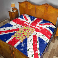 England Christmas Quilt with Red White Blue Santa Bus Tree and Three Lions Design - Wonder Print Shop