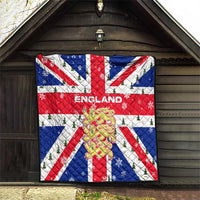 England Christmas Quilt with Red White Blue Santa Bus Tree and Three Lions Design - Wonder Print Shop