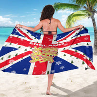 England Christmas Sarong with Red White Blue Santa Bus Tree and Three Lions Design - Wonder Print Shop