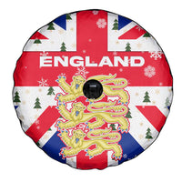 England Christmas Spare Tire Cover with Red White Blue Santa Bus Tree and Three Lions Design - Wonder Print Shop