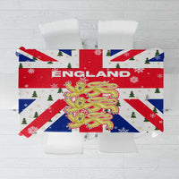 England Christmas Tablecloth with Red White Blue Santa Bus Tree and Three Lions Design - Wonder Print Shop