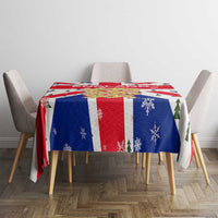 England Christmas Tablecloth with Red White Blue Santa Bus Tree and Three Lions Design - Wonder Print Shop