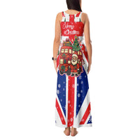 England Christmas Tank Maxi Dress with Red White Blue Santa Bus Tree and Three Lions Design - Wonder Print Shop