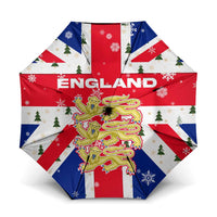 England Christmas Umbrella with Red White Blue Santa Bus Tree and Three Lions Design - Wonder Print Shop