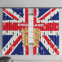 England Christmas Window Curtain with Red White Blue Santa Bus Tree and Three Lions Design - Wonder Print Shop