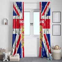 England Christmas Window Curtain with Red White Blue Santa Bus Tree and Three Lions Design - Wonder Print Shop