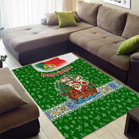 Portugal Christmas Area Rug with Green Red Santa Ship Tree and Coat of Arms - Wonder Print Shop
