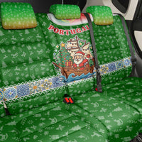 Portugal Christmas Back Car Seat Cover with Green Red Santa Ship Tree and Coat of Arms - Wonder Print Shop
