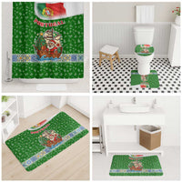 Portugal Christmas Bathroom Set with Green Red Santa Ship Tree and Coat of Arms - Wonder Print Shop