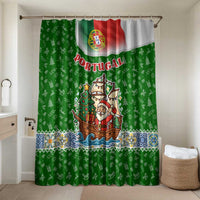Portugal Christmas Bathroom Set with Green Red Santa Ship Tree and Coat of Arms - Wonder Print Shop