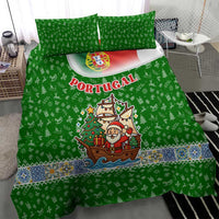 Portugal Christmas Bedding Set with Green Red Santa Ship Tree and Coat of Arms - Wonder Print Shop