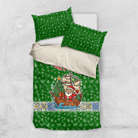 Portugal Christmas Bedding Set with Green Red Santa Ship Tree and Coat of Arms - Wonder Print Shop