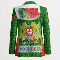 Portugal Christmas Blazer with Green Red Santa Ship Tree and Coat of Arms - Wonder Print Shop