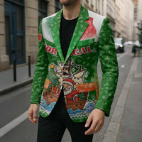 Portugal Christmas Blazer with Green Red Santa Ship Tree and Coat of Arms - Wonder Print Shop