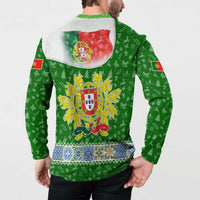 Portugal Christmas Button Sweatshirt with Green Red Santa Ship Tree and Coat of Arms - Wonder Print Shop