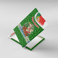 Portugal Christmas Canvas Wall Art with Green Red Santa Ship Tree and Coat of Arms - Wonder Print Shop