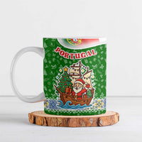 Portugal Christmas Ceramic Mug with Green Red Santa Ship Tree and Coat of Arms - Wonder Print Shop