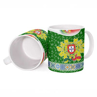 Portugal Christmas Ceramic Mug with Green Red Santa Ship Tree and Coat of Arms - Wonder Print Shop