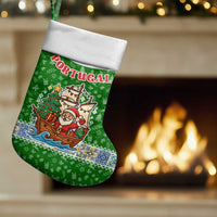Portugal Christmas Stocking with Green Red Santa Ship Tree and Coat of Arms - Wonder Print Shop