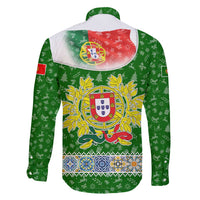Portugal Christmas Family Matching Mermaid Dress and Hawaiian Shirt with Green Red Santa Ship Tree and Coat of Arms - Wonder Print Shop