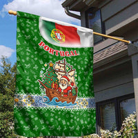 Portugal Christmas Garden Flag with Green Red Santa Ship Tree and Coat of Arms - Wonder Print Shop