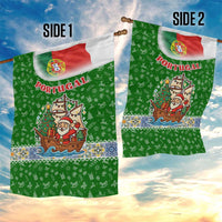 Portugal Christmas Garden Flag with Green Red Santa Ship Tree and Coat of Arms - Wonder Print Shop