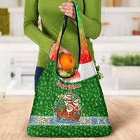 Portugal Christmas Grocery Bag with Green Red Santa Ship Tree and Coat of Arms - Wonder Print Shop