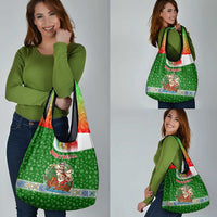 Portugal Christmas Grocery Bag with Green Red Santa Ship Tree and Coat of Arms - Wonder Print Shop