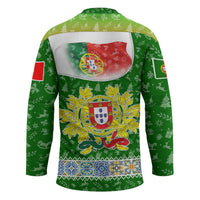 Portugal Christmas Hockey Jersey with Green Red Santa Ship Tree and Coat of Arms - Wonder Print Shop