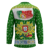 Portugal Christmas Hockey Jersey with Green Red Santa Ship Tree and Coat of Arms - Wonder Print Shop