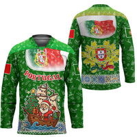 Portugal Christmas Hockey Jersey with Green Red Santa Ship Tree and Coat of Arms - Wonder Print Shop