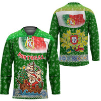 Portugal Christmas Hockey Jersey with Green Red Santa Ship Tree and Coat of Arms - Wonder Print Shop