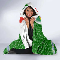 Portugal Christmas Hooded Blanket with Green Red Santa Ship Tree and Coat of Arms - Wonder Print Shop