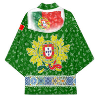 Portugal Christmas Kimono with Green Red Santa Ship Tree and Coat of Arms - Wonder Print Shop
