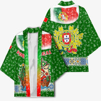 Portugal Christmas Kimono with Green Red Santa Ship Tree and Coat of Arms - Wonder Print Shop