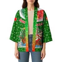 Portugal Christmas Kimono with Green Red Santa Ship Tree and Coat of Arms - Wonder Print Shop