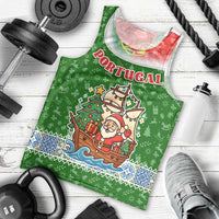 Portugal Christmas Men Tank Top with Green Red Santa Ship Tree and Coat of Arms - Wonder Print Shop
