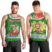 Portugal Christmas Men Tank Top with Green Red Santa Ship Tree and Coat of Arms - Wonder Print Shop