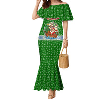 Portugal Christmas Mermaid Dress with Green Red Santa Ship Tree and Coat of Arms - Wonder Print Shop