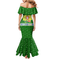 Portugal Christmas Mermaid Dress with Green Red Santa Ship Tree and Coat of Arms - Wonder Print Shop